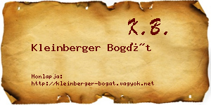 Kleinberger Bogát névjegykártya